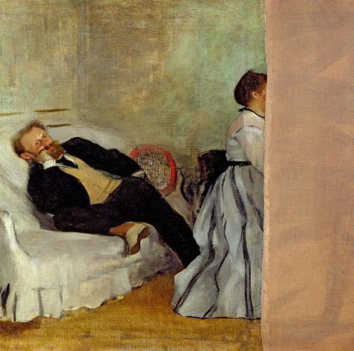 Edgar Degas, Monsieur et Madame Édouard Manet (Mr. and Mrs. Édouard Manet), ca. 1869. Oil on canvas