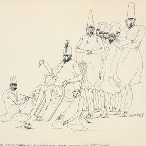 نقاش درباری بر روی گچ پای شاه نقاشی میکند، اردشیر محصص، آرشیو کتابخانه کنگره