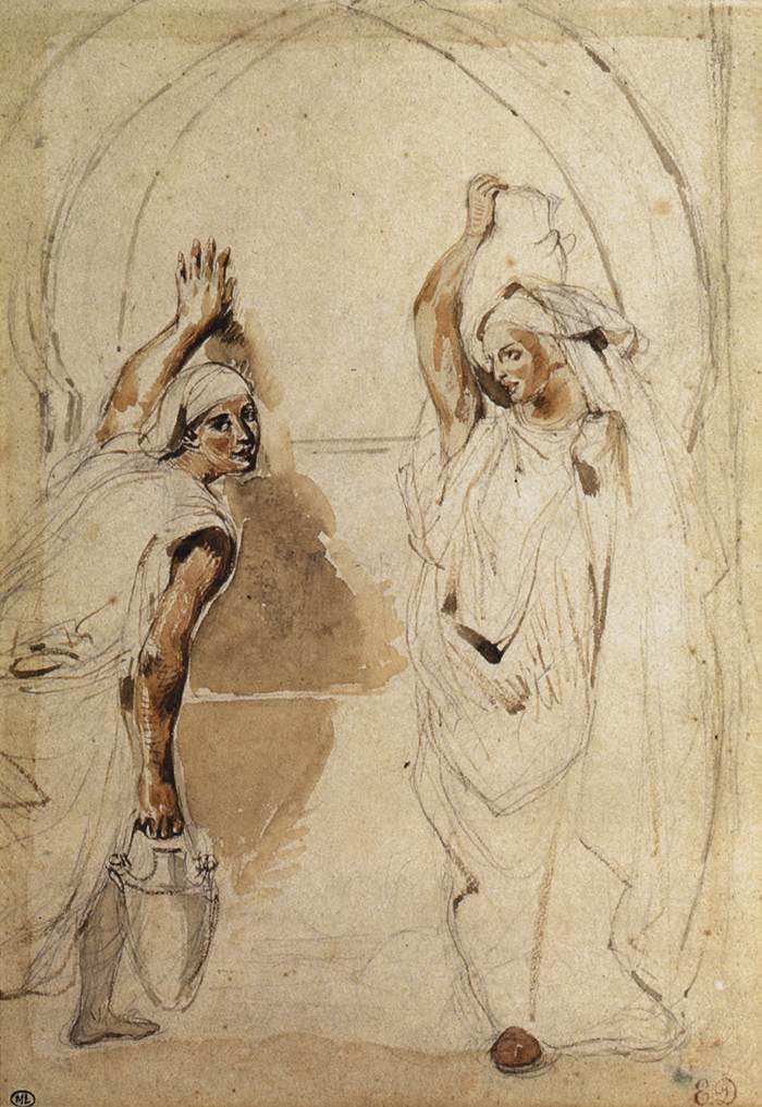 Eugène Delacroix Two Women at the Well WGA6235 درباره‌ی «اوژن دلاکروا» و 23 نقاشی او