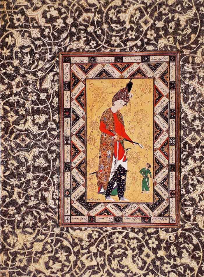 قاشی از شاهزاده‌ای به همراهی فردی کوچکتر به امضای حسن. ایران صفوی، پیش از ۱۵۶۶. موزه‌ی کاخ توپقاپی، استانبول