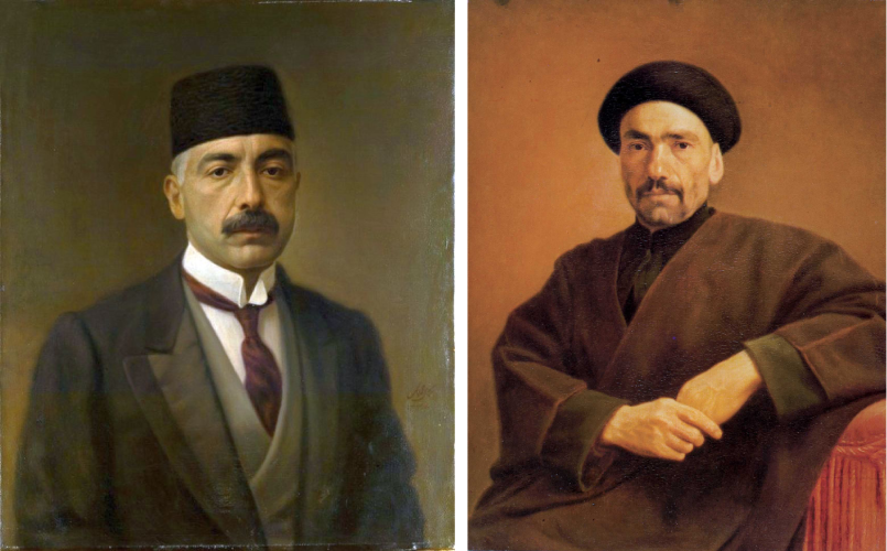 تصویر-راست-پرتره-سید-نصر-الله-تقوی-اثر-کمال-الملک-تصویر-چپ-پرتره-وثوق-الدوله-اثر-کمال-الملک